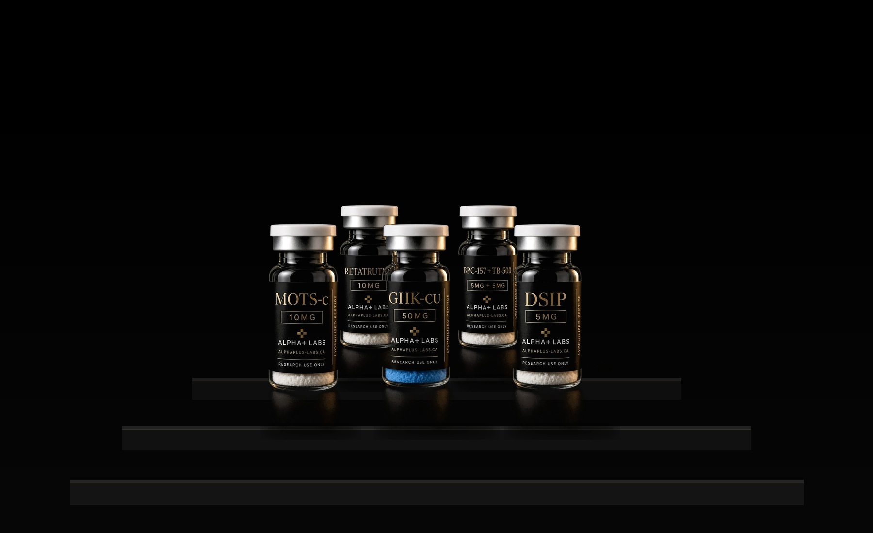 Research peptides on stepped display